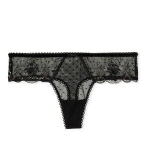 Victoria's Secret Very Sexy Rose And Bows Thong String NWT Black Lace Size S M